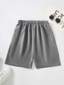 Teenage Boys Casual Basic Knit Sweatshirt And Shorts Set