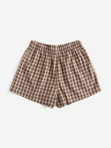 Solavibe Pantalones cortos con estampado de cuadros grandes, para verano - Multicolor - Ver 2