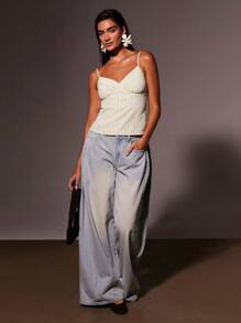 Athîral Top de tirantes de popelina a rayas para mujer, para las cuatro estaciones - Amarillo - Ver 3