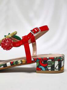 SHUZIA Ladies Thong Sandals With Fruit Ornamentations