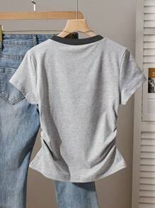 INAWLY Camiseta de mujer con cintura ceñida y manga corta, versátil y encantadora, para verano