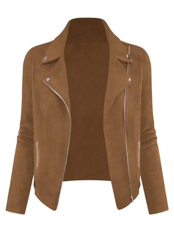 SHEIN LUNE Chaqueta estilo motero de moda callejera versátil para mujer talla grande