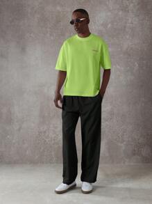 SUMWON 夏季舒适棉质 T 恤，带有咖啡店印花信息，休闲街头服饰节日都市时尚柔软超大设计