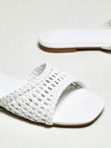 SHUZIA 女士时尚休闲舒适平底凉鞋 - 白色 - 查看 4