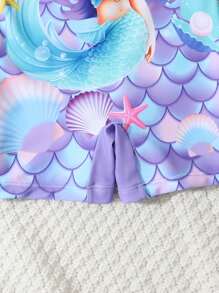 Infant & Baby GirlOne-Piece Long Sleeve Swimsuit, Back Zipper Closure, Cute Unicorn Pattern, Pink