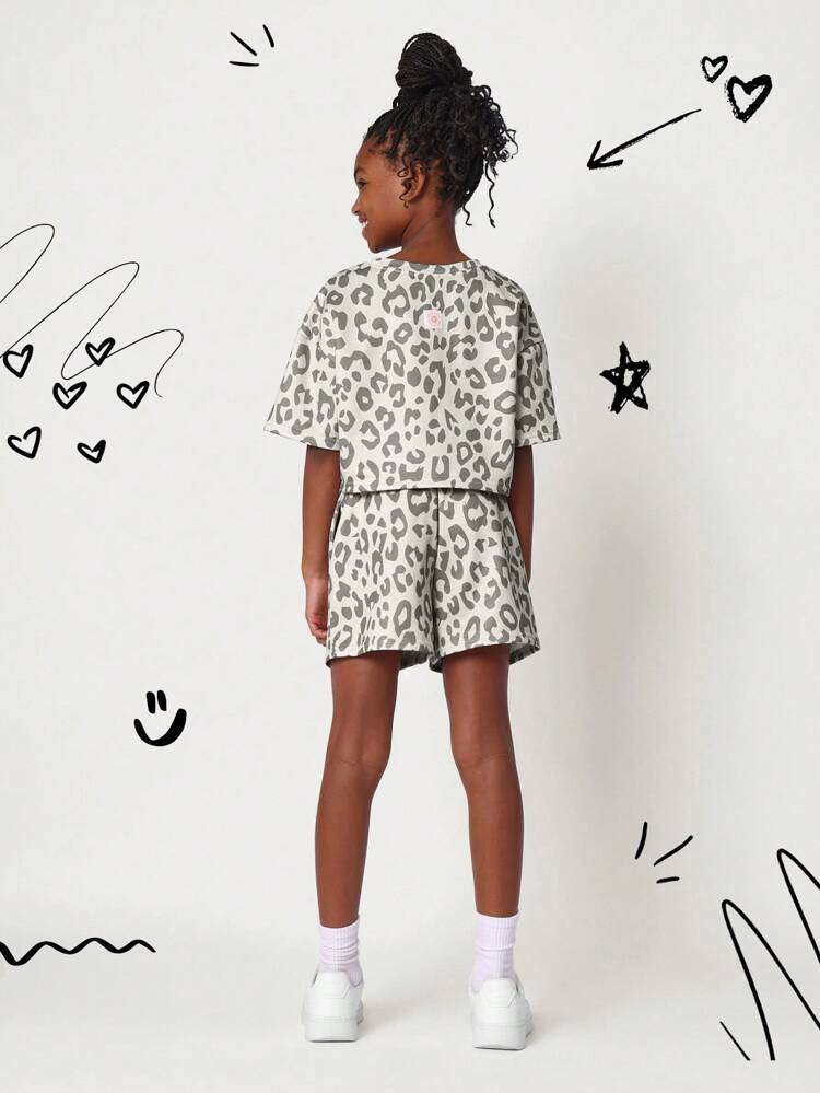 Animal Print Leopard Casual Wear T-Shirt Co-Ords