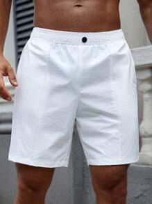 Manfinity RelaxMax Men's Solid Color Pocket Summer Casual Shorts