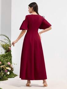 Modelyn Abito da donna con maniche a volant per vacanze romantiche - Rosso - Visualizzare 5