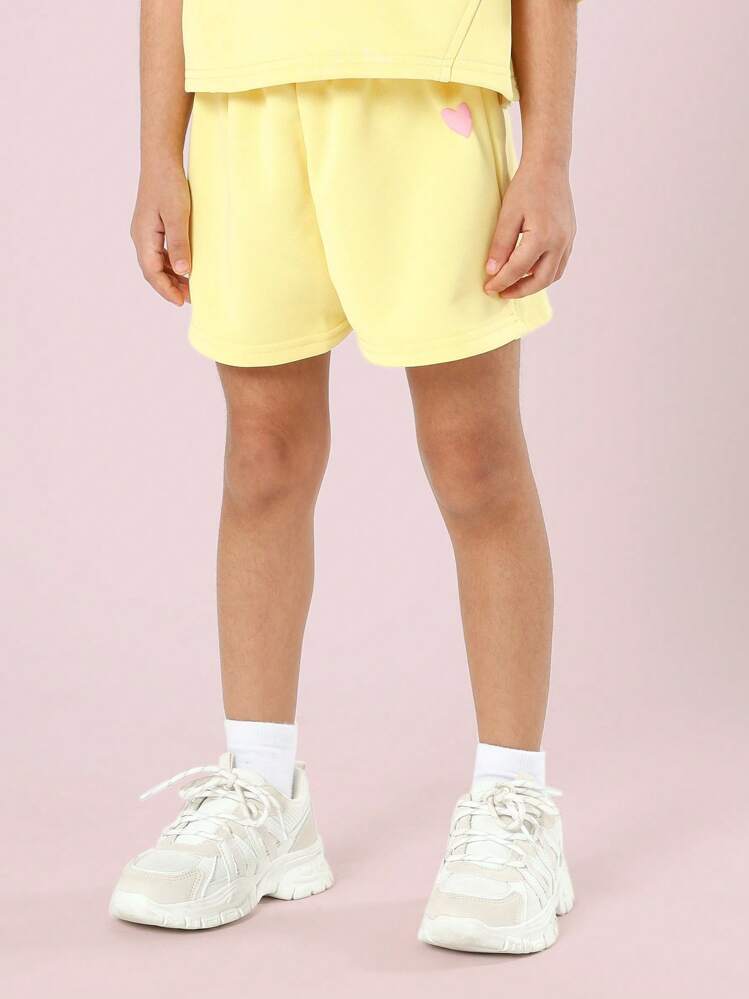 SUMWON Fun Day Girls Casual Summer Holiday Co Ord Outfit Crop Top Short Set Athletic Sports Everyday Wear Spring Festival Wear Bright Athleisure - Yellow - View 4