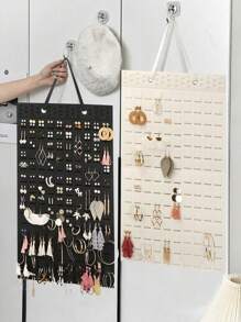 1Pc Felt Hanging Jewelry Organizer, Earrings Storage Hanging Bag, Wall Hanging Jewelry Display Shelf, Necklace Ring Earrings Storage Bag, Jewellery Organizer,Simple Multifunctional Felt Jewelry Display Case Valentine's Day - Multicolor - View 1