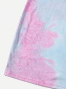 SHEIN Leap Crew فستان دائري مطبع بصبغة التروية مناسب للفتيات الصغيرات