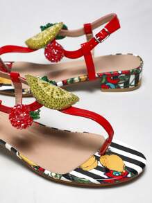 SHUZIA Ladies Thong Sandals With Fruit Ornamentations
