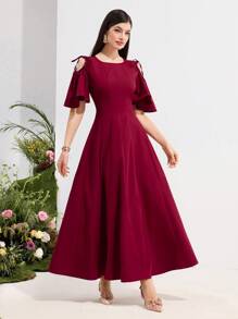 Modelyn Abito da donna con maniche a volant per vacanze romantiche - Rosso - Visualizzare 3
