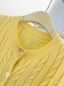 Pariaura New Design Sense Solid Color Cable Knit Casual Cardigan For Women