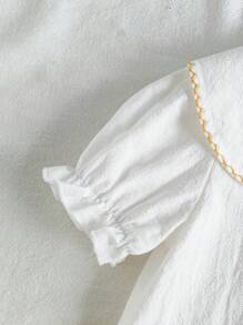 SHEIN Vintaside Kids طقمين ملابس أنيقة وعصرية للأطفال البنات لفصلي الربيع والصيف، طراز القرية المجعد المنقش