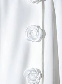 SHEIN Clasi 优雅海岛度假村3D花朵装饰裙 - 白色 - 查看 4