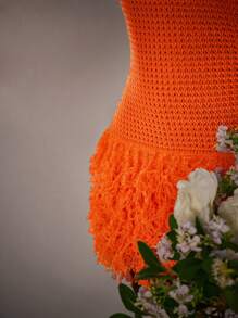 Amplova Women's Sweater Dress, Fashionable For Summer Sexy Dress - Orange - View 7