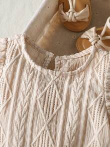Cozy Pixies Baby Girl Solid Color Round Neck Sleeveless Casual Versatile Dress - Apricot - View 7