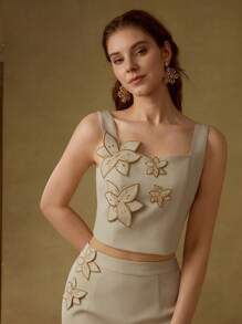 MOTF PREMIUM EMBROIDERY ZIPPER TANK TOP