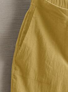 EMERY ROSE Women's Casual Solid Color Loose Button-Up Shorts - Yellow - View 4