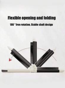 SHEIN 1Pc Milky White Foldable Air Cushion Comb Mirror, Portable Foldable Mini Air Bag Comb, Women's Mirror Integrated Comb, Integrated Hair Massage Comb, Hairpin, Hair Accessories, Mirror Detachable/Mirror Non-Detachable Two Styles Are Available - White - View 4