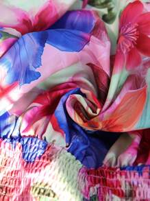 Breezaya Plus Size Women's Strapless Dress, Casual Chinese Style Vacation Dress Suitable For Party, Gathering, Street Wear, St. Patrick's Day, Easter, Valentine's Day, Thanksgiving, Christmas, Comfortable, Versatile, Flattering, Fashionable Spring & Summer