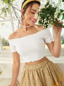 Soleia 木耳邊一字肩T恤