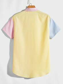 Manfinity VCAY Plus Size Men's Contrast Color Striped Print Button-Front Short Sleeve Shirt - Multicolor - View 2