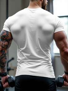 Sport MetroGents Men's Casual Daily Round Neck Printed Short Sleeve Sports T-Shirt, Gym Shirts, Gymwear, Gym Tops, Gym Therapy Shirts, Workout Shirts - White - View 2