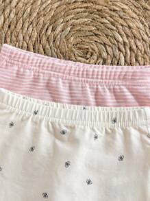 Loomiva 新生儿 4 件套 - 碎花图案柔软针织圆领长袖套头衫 + 松紧腰长裤 - 淺粉色 - 查看 5