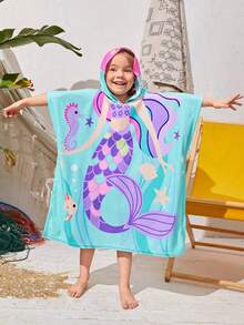 Sparklyn Young Girl Cartoon Graphic Hooded Cover Up