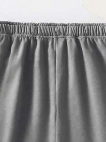 Teenage Boys Casual Basic Knit Sweatshirt And Shorts Set