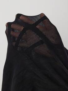 Flirla 大码女式性感无袖镂空连体裤 - 黑色 - 查看 8