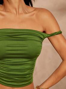 Hauture 性感夏夜度假露肩扭褶上衣