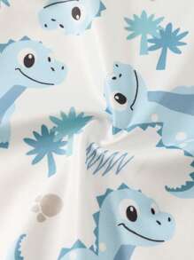 SHEIN 婴幼儿男童恐龙印花拉链连体泳衣（含帽子）套装 - 彩色 - 查看 7