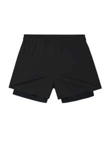 Manfinity Sport Corelite 2 件男士短袖上衣和抽绳短裤两件套运动套装，健身户外休闲健身套装健身房上衣透气