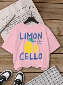 SHEIN Young Girl Basic Short Sleeve Pale Pink Round Neck Casual Top, Summer Funny Shirts For Girls Little Girl Shirts Little Girls Tshirts Lil Girls Clothes School Clothes Back To School Clothes Puppy Keep Puppy Graphic Tees
