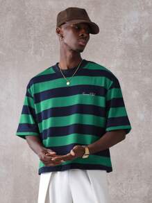 SUMWON Áo thun Retro Beverly Hills Athletic Club Summer Streetwear có họa tiết sọc cỡ lớn Bộ sưu tập Rodeo Drive Giải trí Thường ngày Cổ điển Thoải mái - màu xanh lá - Xem 4