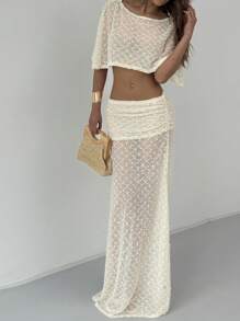 Aloruh Women Two Pieces Outfits For Daily Wear - Apricot - View 8