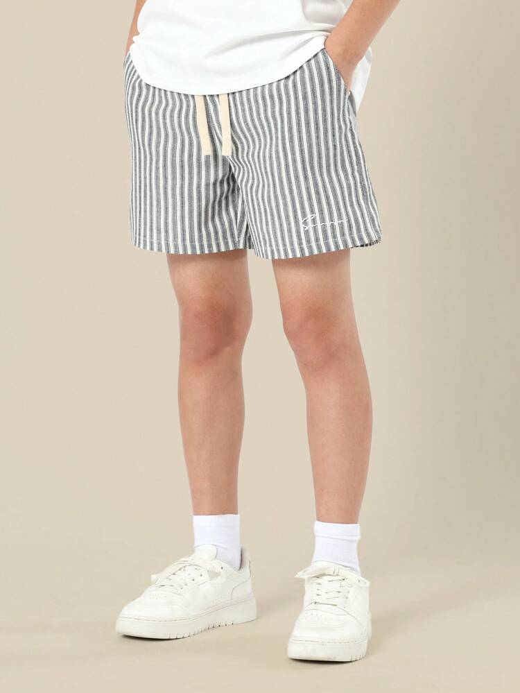 Striped Cotton Casual Tween Boys Shorts