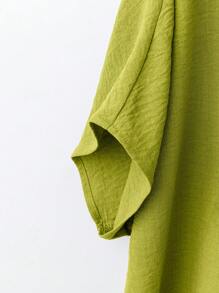 Linhara Plus Size Women's Casual Vacation Round Neck Short Sleeve Shirt - Mustard Yellow - View 3