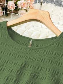 EMERY ROSE Vestido sólido simple y versátil en talla grande - Verde militar - Ver 4