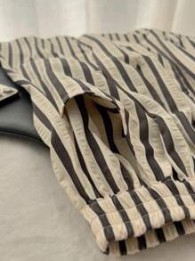 Franclia Fashionable Striped Casual Versatile A-Line Skirt Fall Cloth For Women - Black and White - View 4