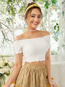 Soleia 木耳邊一字肩T恤