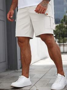 Manfinity RelaxMax Shorts cargo d'été décontractés à poches de couleur unie pour hommes