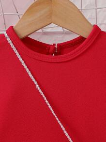 SHEIN Glamorique Kids 2件套女婴甜美可爱网纱薄纱公主裙带收纳袋 - 紅色 - 查看 5