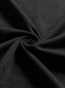 Silhoulove Plus Size Plain Round Neck Short Sleeve T-Shirt, Versatile & Practical - Black - View 4