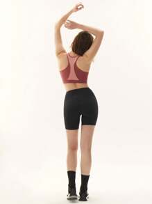 GLOWMODE 6" FeatherFit™ High-Waist Cycling Shorts Breathable Cycling Running Gym Workout - Black - View 6