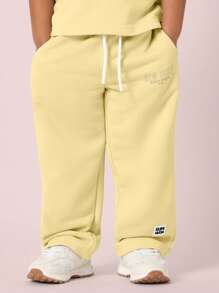 SUMWON Conjunto a juego de camiseta holgada y ropa informal de uso diario, cómoda, de uso casual, línea deportiva, para primavera, verano y otoño - Amarillo - Ver 4