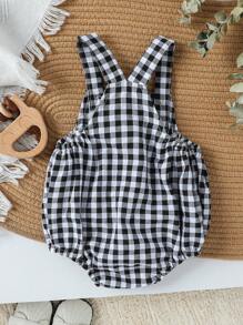 SHEIN 男婴休闲可爱时尚连体衣 - 黑色 - 查看 2